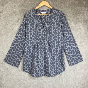 The Company Store Tunic Womens Extra Large Gray Cotton Button Top- 2708*